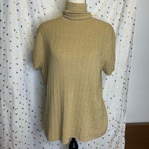 Apt. 9 womens turtleneck gold metallic knit top